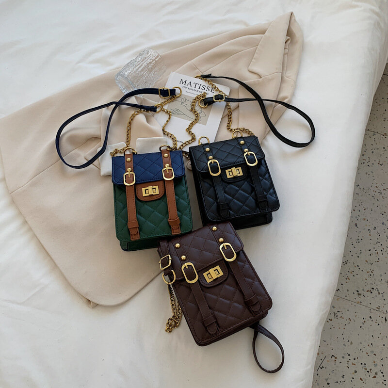 Mini Crossbody Bag For Women 2022 PU Leather Women's Designer Handbag Rhombus Plaid Shoulder Messenger Bag Sac Main Femme