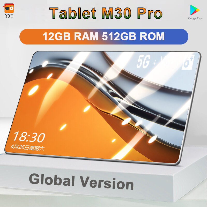 Tablet M30 Pro da 10.1 pollici ''tablet android versione globale Mtk6797 10 Core 12GB RAM 512GB ROM Tablete GPS telefonata Tablette