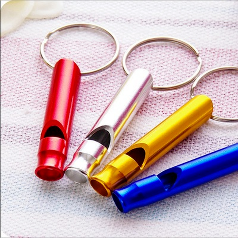 5pcs Training Whistle Random Color Multifunctional Aluminum Emergency Survival Whistle Keychain for Camping Hiking Outdoor Sport