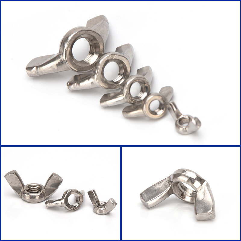 304 Stainless Steel Wing Nuts Butterfly Nut to Fit Bolts & Screws M3 M4 M5 M6 M8 M10 M12 Solid Fasteners Nuts