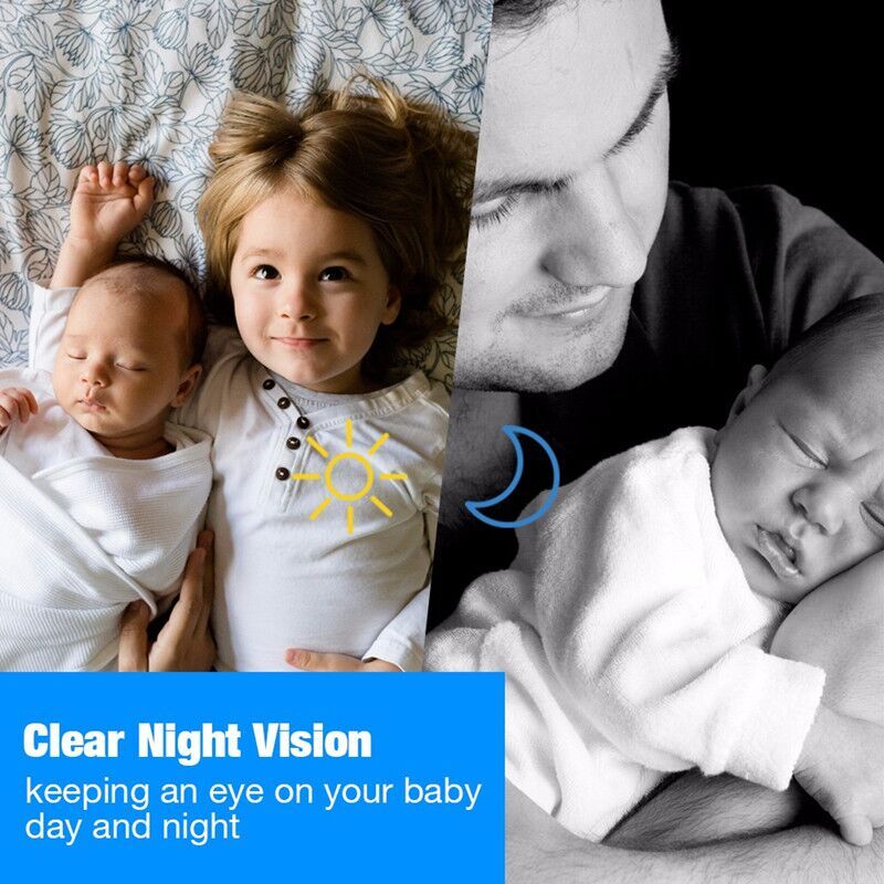 Baby Monitor Video Wireless con 3 fotocamere digitali, Display LCD, visione notturna a infrarossi, conversazione a 2 vie, temperatura ambiente, ninne nanne nanne