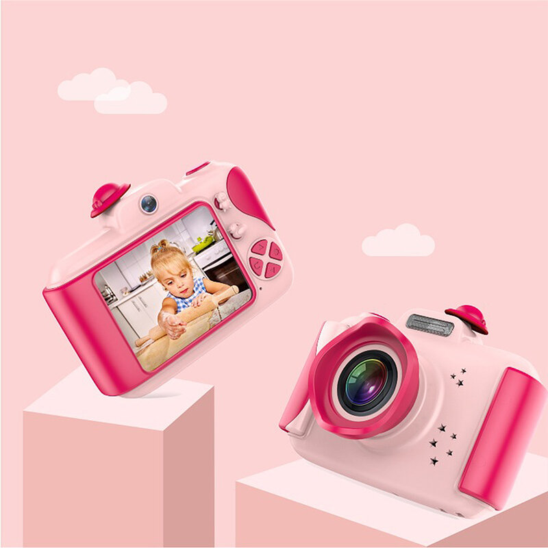 Mini cámara Digital con tarjeta SD de 32GB, regalo de cumpleaños para niñas de 3-10 años, color rosa