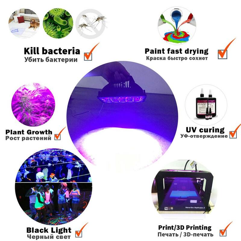 Lámpara de curado de GEL de Led UV 365nm 385nm 395 405nm, luz ultravioleta, máquina de impresión de aceite, tinta de vidrio, pantalla de seda, impresora 3D