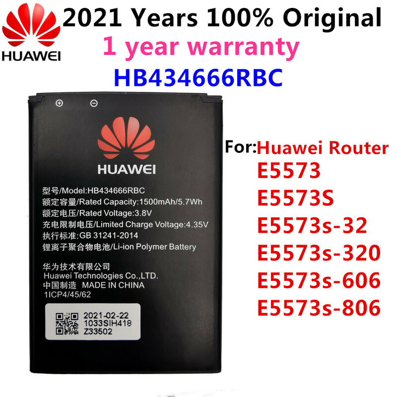 100% originale Batteria HB434666RBC Per Il Router Huawei E5573 E5573S E5573s-32 E5573s-320 E5573s-606 -806 Ad Alta Capacità 1500mAh