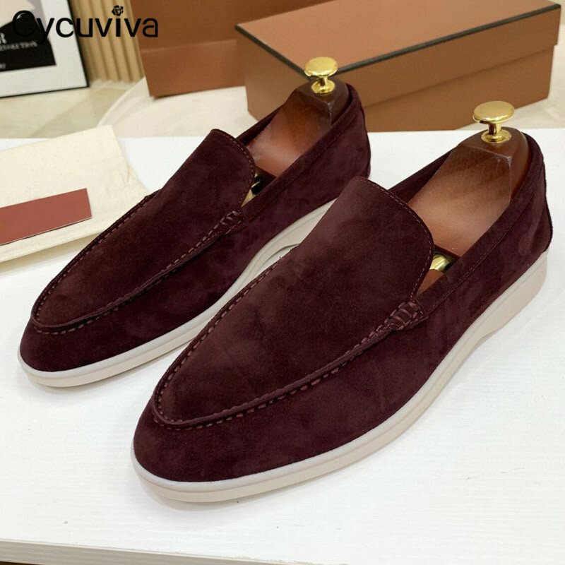 2021 New Flat Causal Shoes Male Round Toe Kidsuede Ladies Loafers Summer Walk Brand Runway Comfortable Shoes Men Size 46