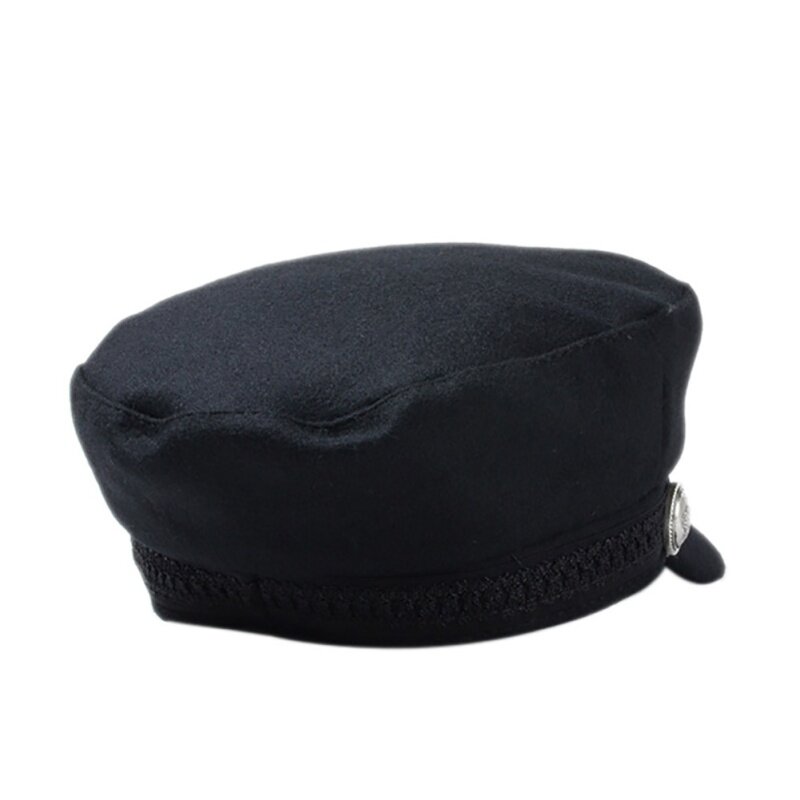 Модная черная зимняя женская шапка на пуговицах, Повседневная Уличная одежда, плоская шапка с веревкой
