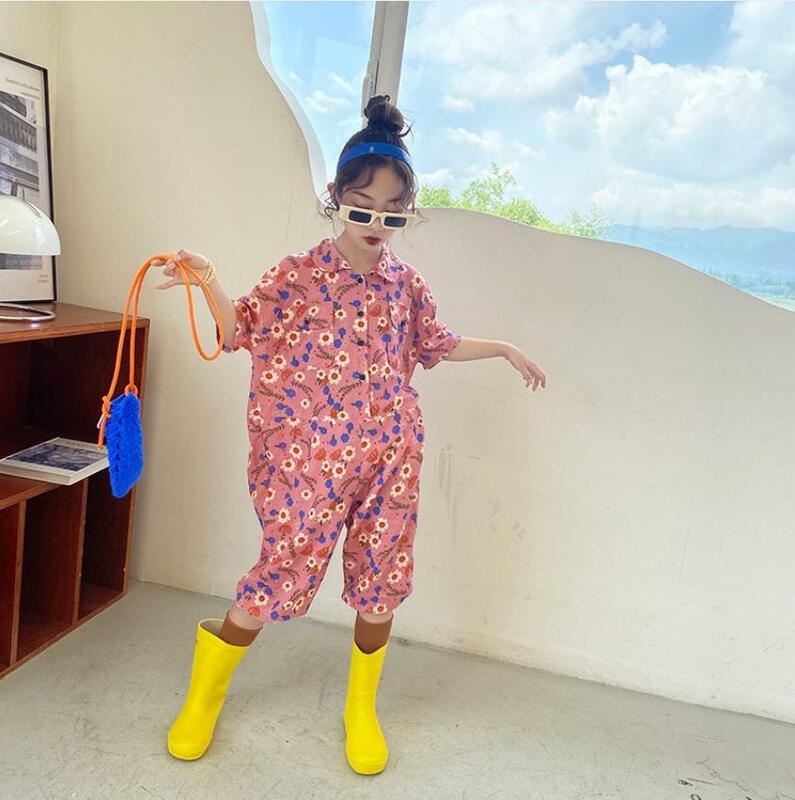 아기 소녀와 소년 프린트 점프 슈트 2021 여름 신상품 반팔 바지 아동 바지 6-16Y WZ253 용 십대 점프 슈트