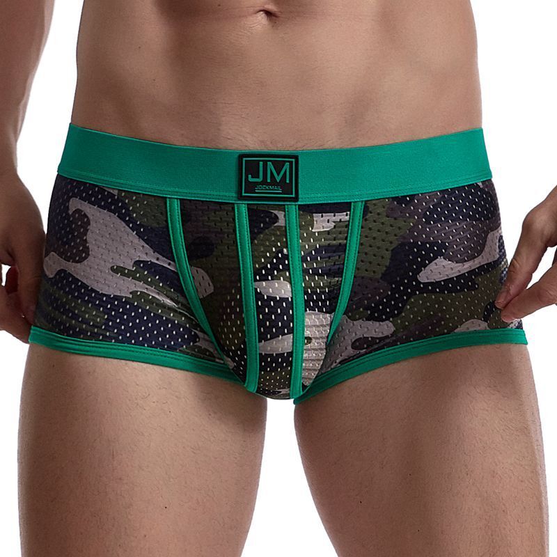 Boxer respirant en maille de Camouflage 6 couleurs, culotte XXL de marque JOCKMAIL, sous-vêtements Sexy pour hommes, Lingerie Wuhen