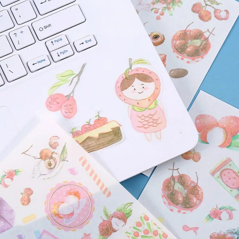 4Pcs Ins Washi Tape Diy Label Kawaii Fruit Serie Hand Account Decoratie Zelfklevend Papier Briefpapier School Sticker