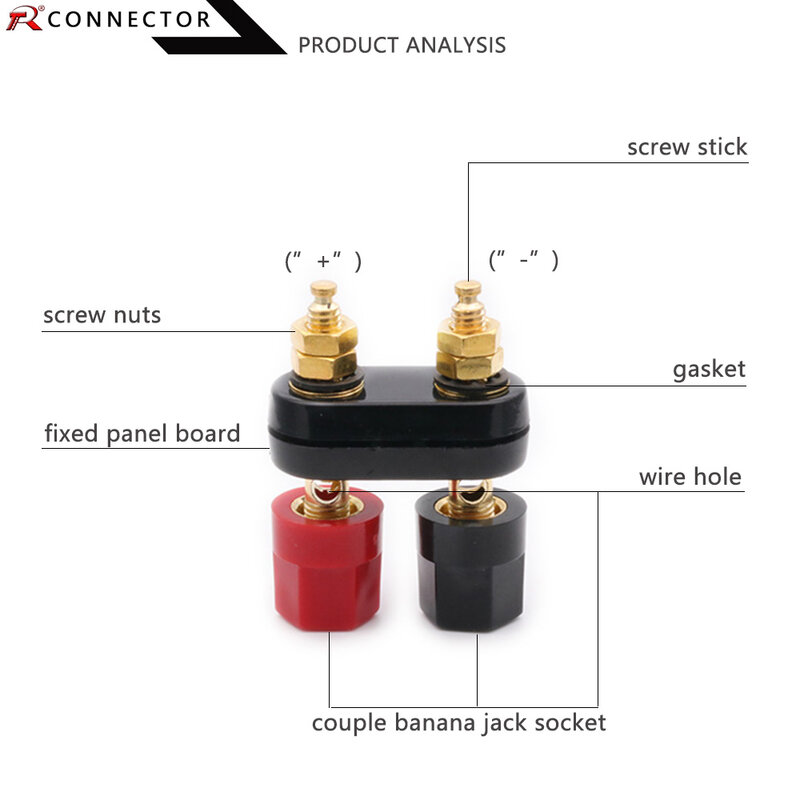 Fiches banane pour Couple, connecteur d'amplificateur rouge et noir, connecteur de haute qualité