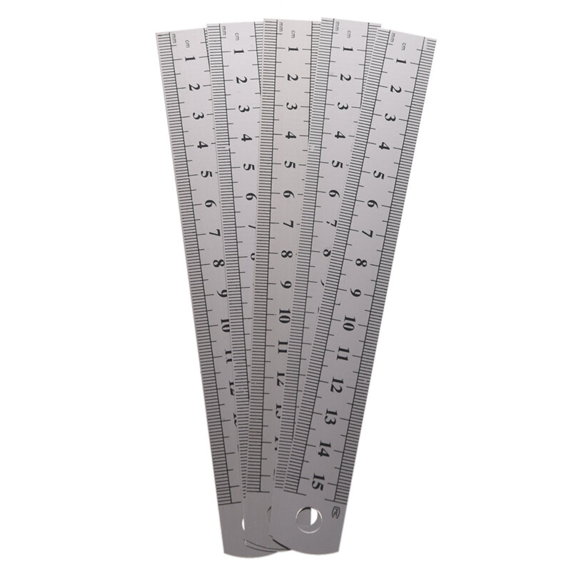 HFES 5 Pcs Dual Side Marked 15cm 6 inch Stainless Steel Straight Ruler
