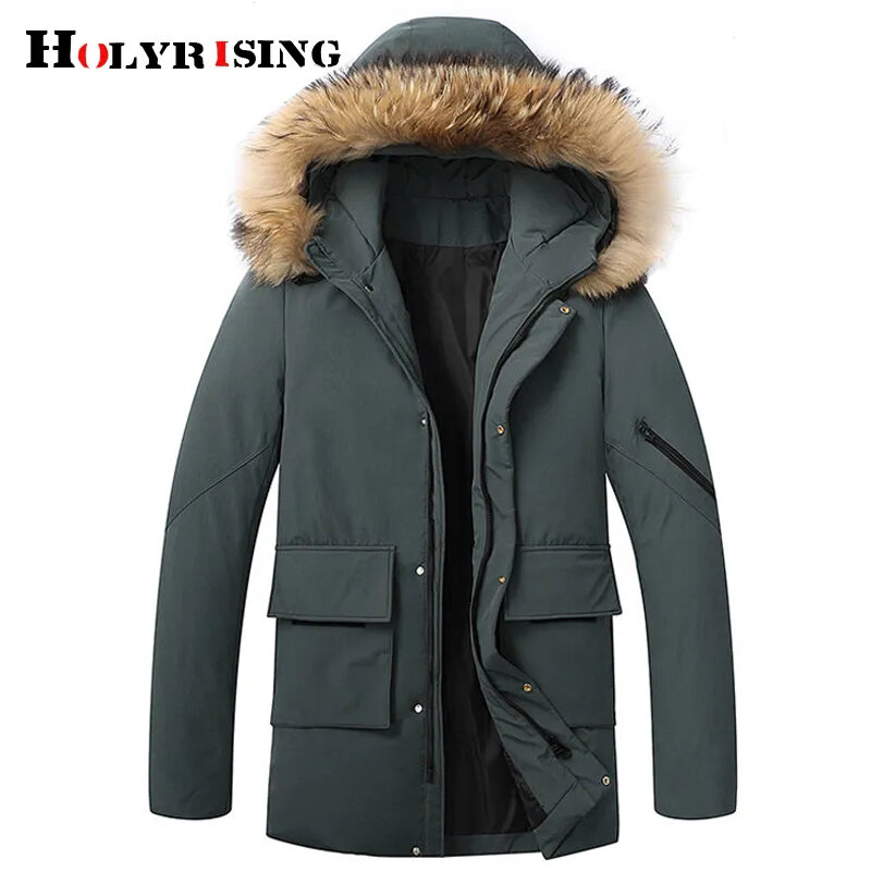 men parka hooded windproof warm chaquetas warm male overcoats fur collar slim zipper mid-length куртка outwear size 4xl 19711