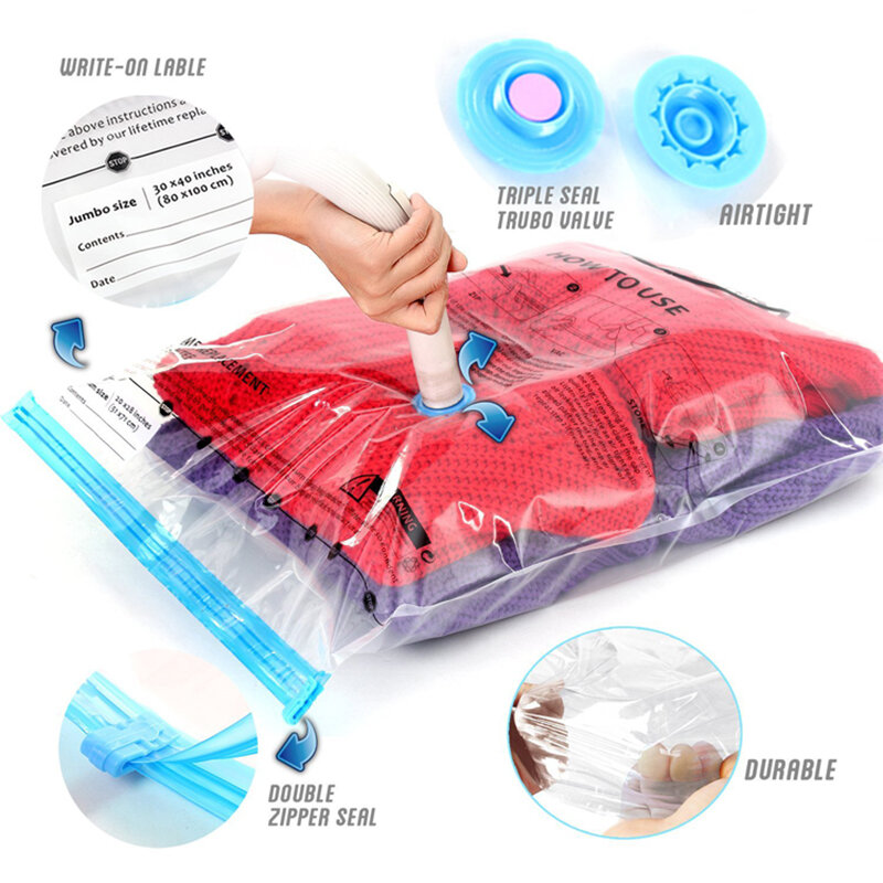 Vacuum Bag Storage Bag Home Organizer Transparent Border Foldable Clothes Organizer Seal Compressed Travel Saving Space Bag