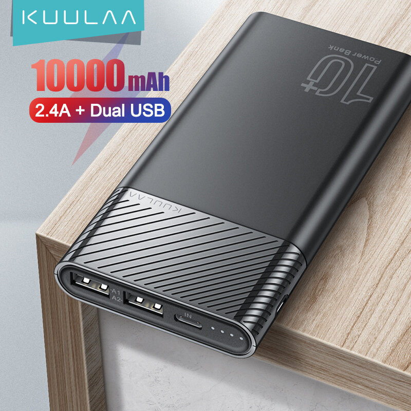 KUULAA — Batterie externe 10000 mAh USB 3.0, chargeur rapide, pour mobile Xiaomi Mi, Android