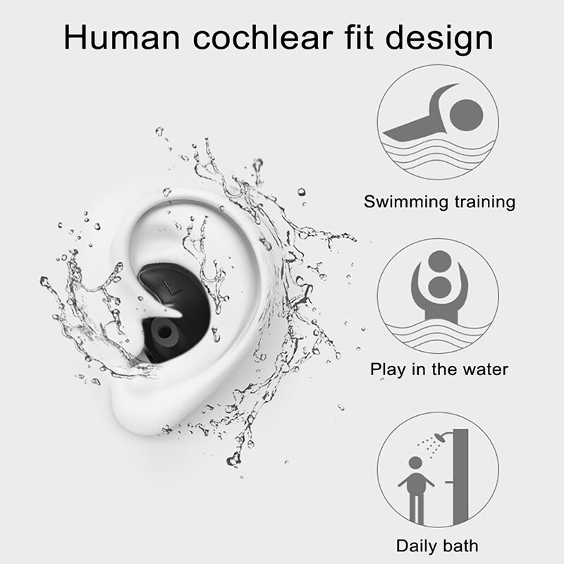 1 Set tapones para los oídos/Clip de la nariz accesorios de natación de silicona suave impermeable a prueba de polvo de los tapones para los oídos de buceo deportes de agua al aire libre con caja