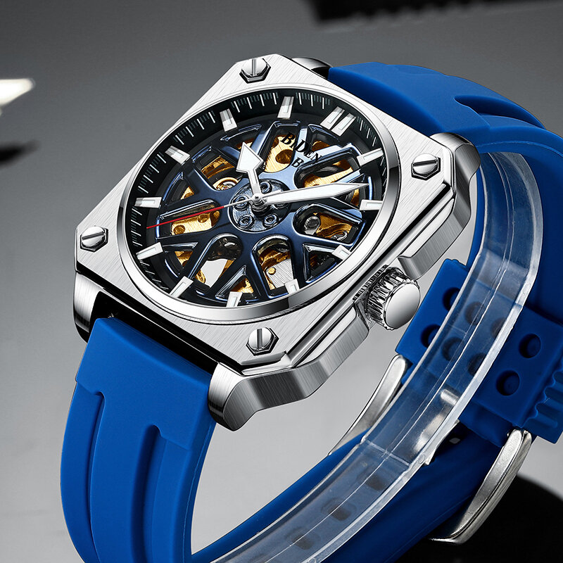 BIDEN – montre-bracelet étanche en forme de roue pour hommes, Hardlex, miroir, mode, automatique, mécanique