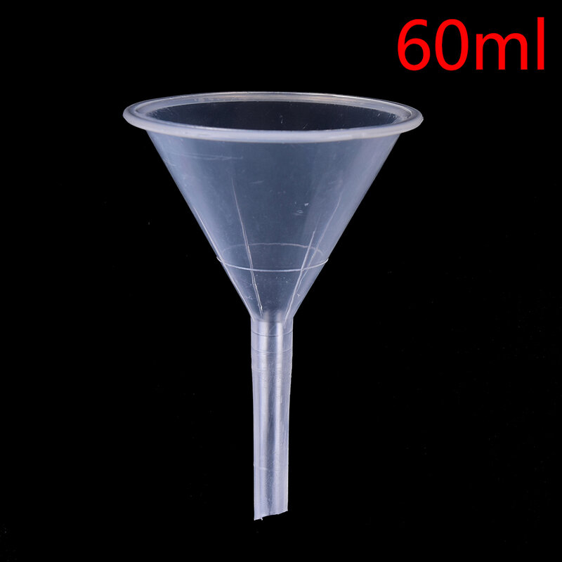 Embudo de filtro de plástico blanco transparente, frasco de perfume de transferencia de laboratorio de 1/2 ", 60ml de diámetro