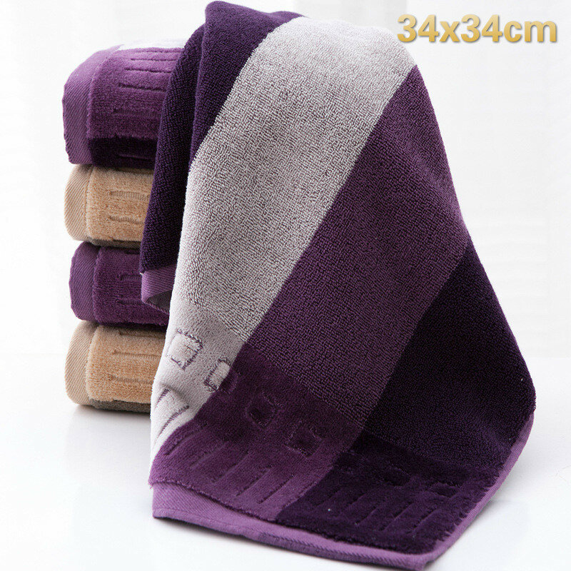 Toalla de mano de algodón a rayas oscuras, pañuelo de limpieza de calidad sin pelusa, regalo portátil para la salud de los niños, 34cm, cuadrado