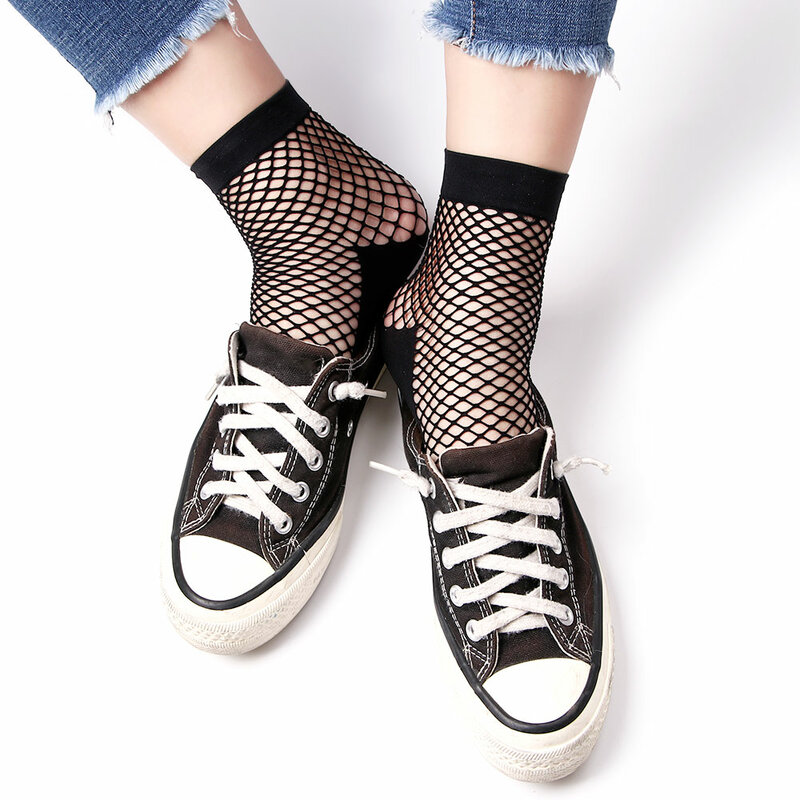 1 paio moda donna ragazze signora Sexy pizzo caviglia alta rete a rete rete tinta unita breve equipaggio estate calzini traspiranti nuovo arrivo
