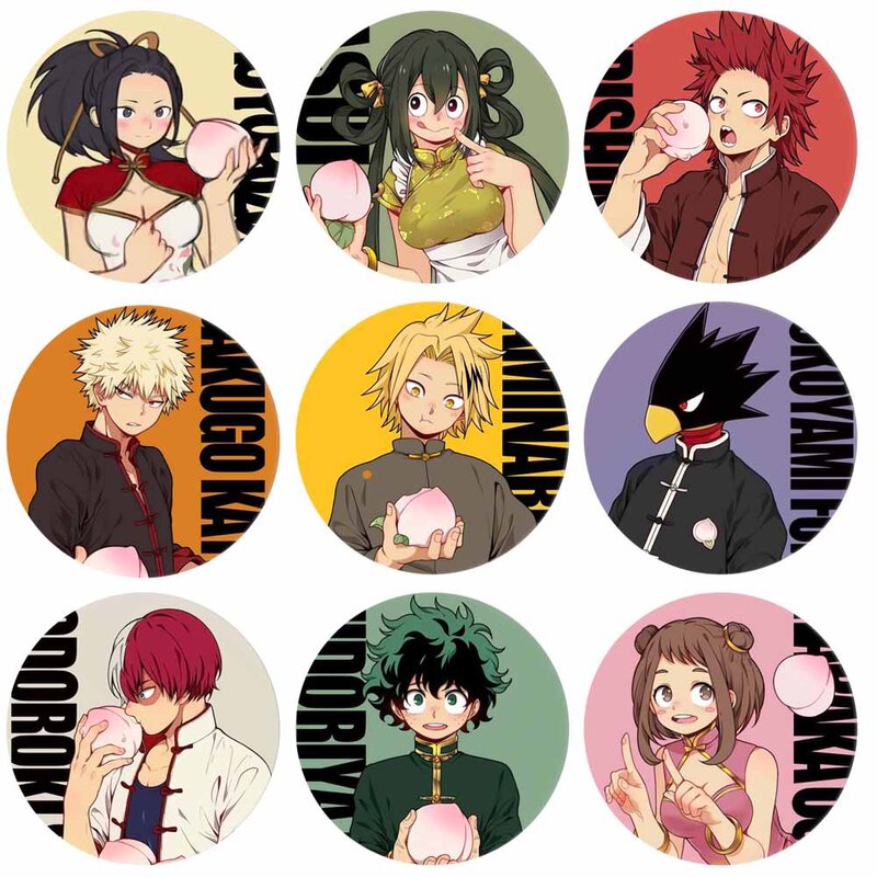 My Hero Academia Anime Peripheral Cartoon Round Acrylic Badge Collectible Brooch Pins Button Badges Bag Accessories