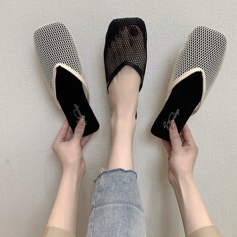 Женские тапочки, Новинка лета 2021, стильные модные тапочки на плоской подошве, Женская Однотонная легкая дышащая сетчатая обувь