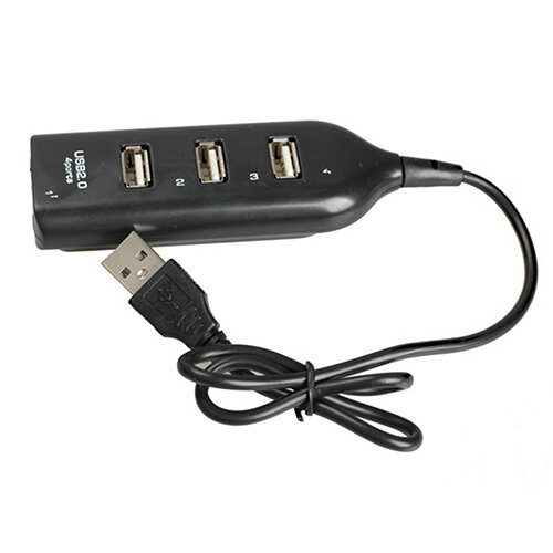 Adaptateur Mini Hub USB 2.0 à 4 ports pour ordinateur portable, haute vitesse, noir