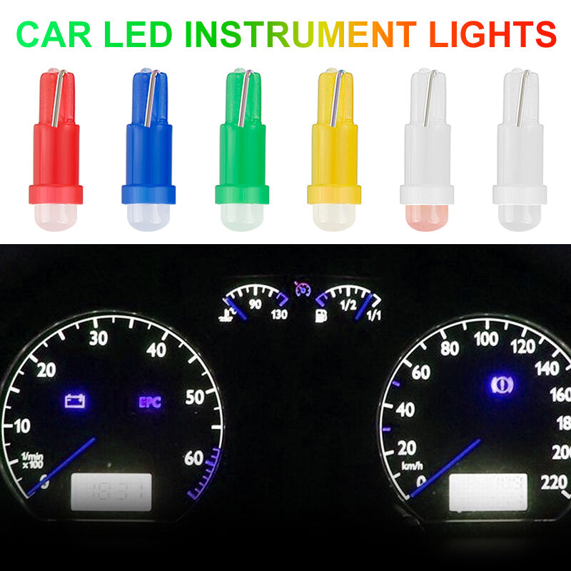 10Pcs Kit Car Light T5 1SMD LED Bulb COB LED Dashboard Lamp Panel Bulb Auto LED Light Instrument Light Indicator Bulb