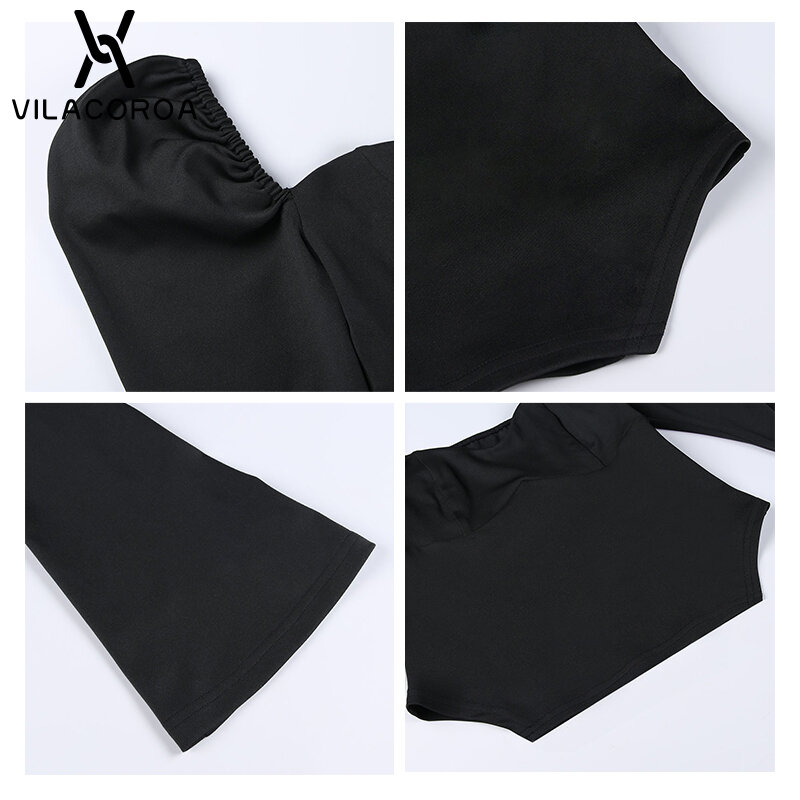 Retro Square Neck Puff Sleeve Women Tee-Shirt Black Sexy Backless Slim Crop Tops Autumn High Street Femme T-Shirt Mujer