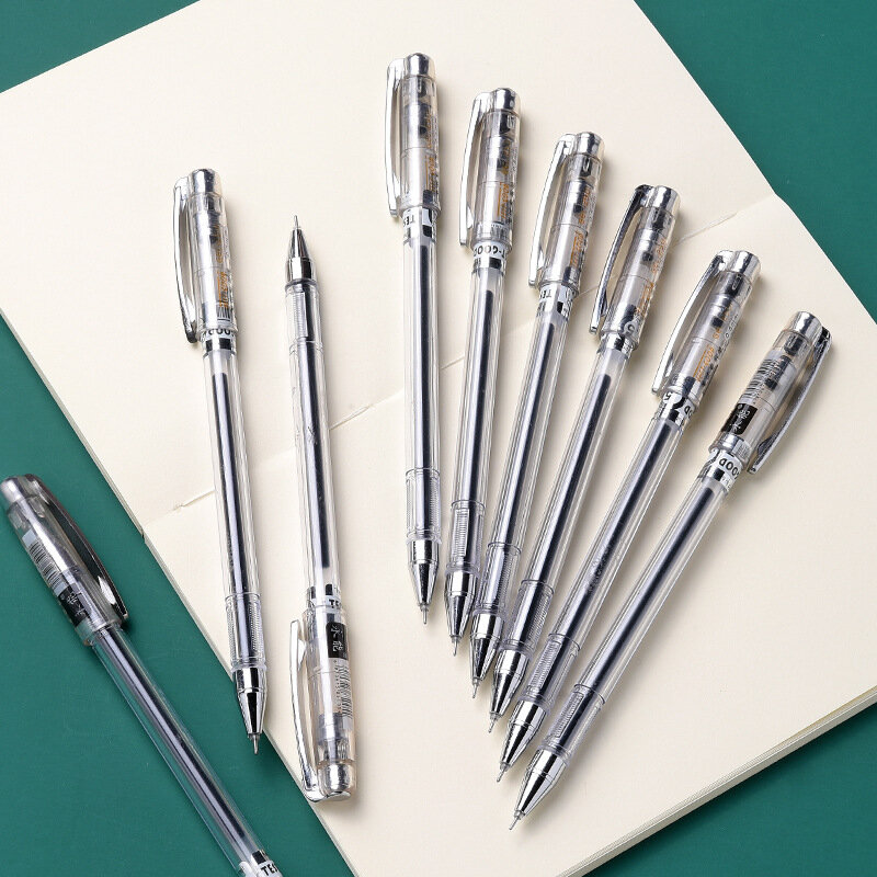 20 шт./компл. прозрачные офисные гелевые ручки 0,5 мм, черная ручка для письма для студентов, офисные и школьные канцелярские принадлежности, о...