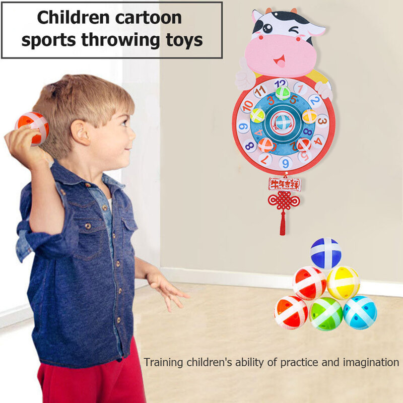 Sticky Shooting Ball Target Dartboard Parent-Child Interactive Throw Sports Toys with Hook Random Color Balls