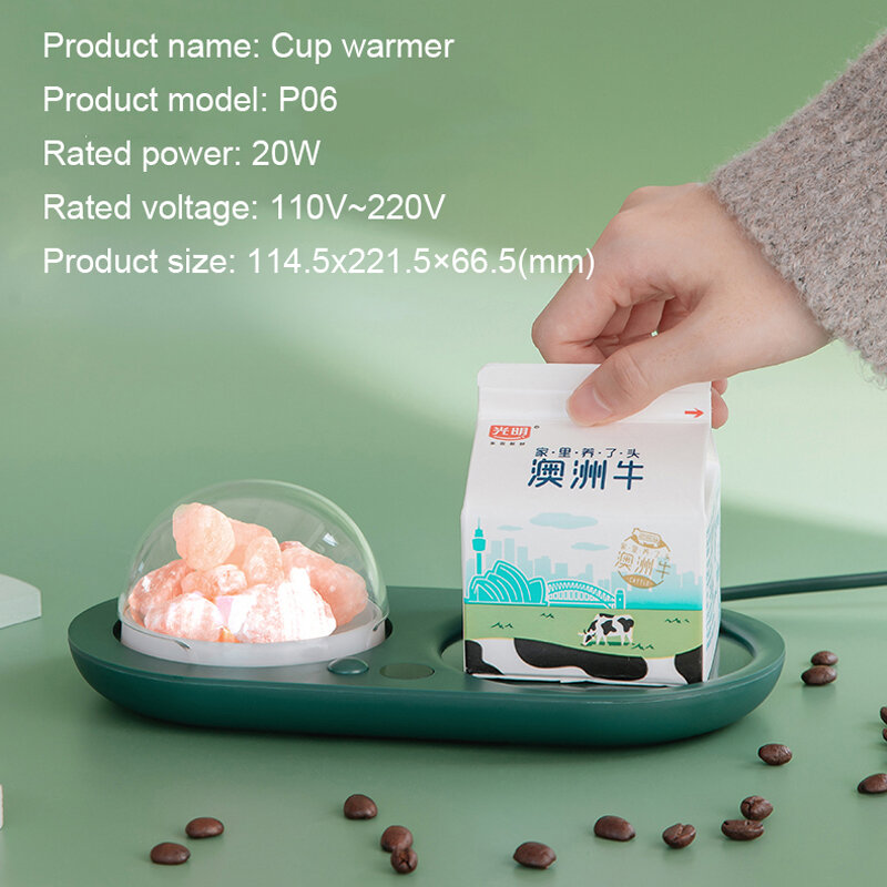 Calentador de taza de 20W, posavasos de calefacción inteligente, termostático, almohadilla de calefacción de 3 engranajes, para café, té de la leche, con función de aromaterapia