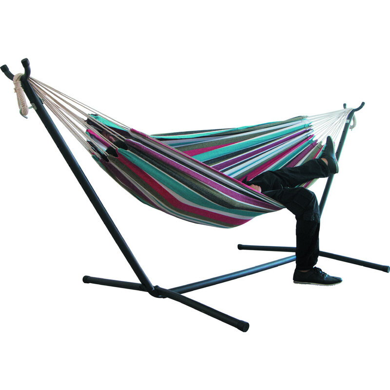 Duas pessoas hammock acampamento engrossar balanço cadeira de suspensão ao ar livre cama lona cadeira de balanço não com suporte de rede 200*150cm