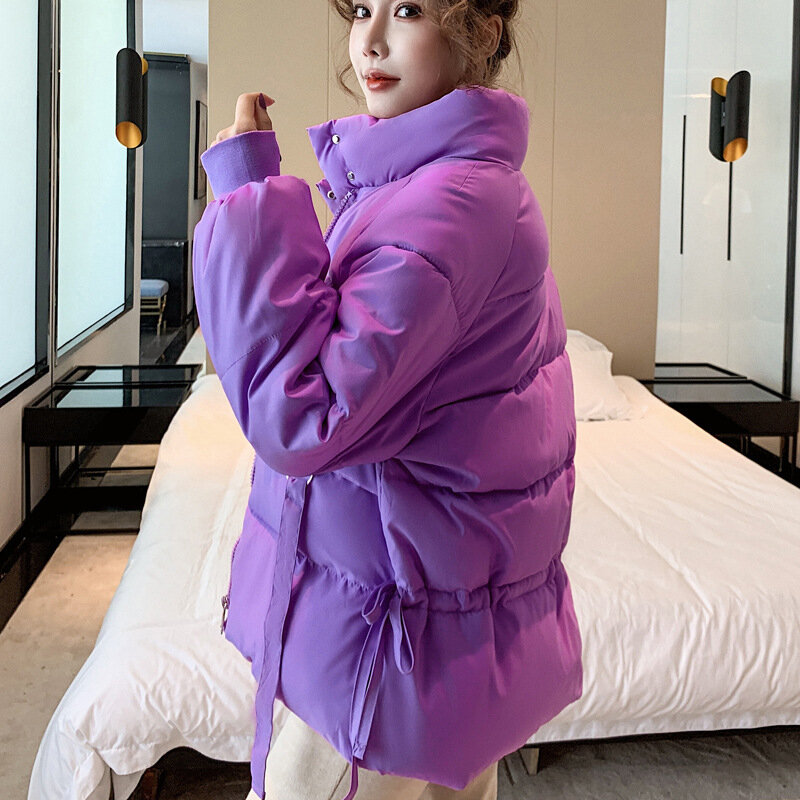 ลงผ้าฝ้ายแจ็คเก็ตเสื้อแจ็คเก็ตสตรีฤดูหนาว2022ใหม่เกาหลีหลวมสั้นขนมปังฤดูหนาวแจ็คเก็ต Burst