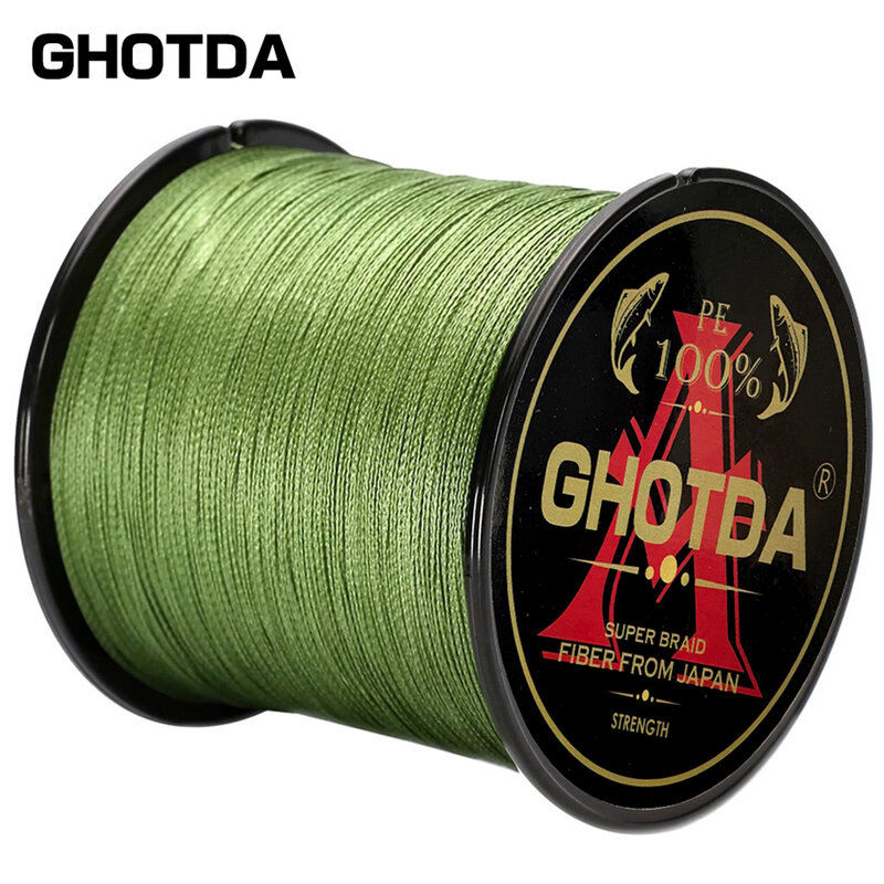 GHOTDA — Fil de pêche tressé, matériel de pêche, 4 brins, carpe 10-120 lb, 300m 500m et 1000m