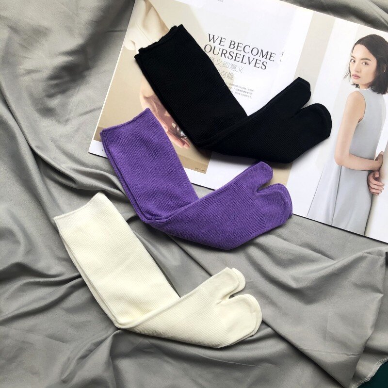 Chaussettes en coton peigné à orteils fendus, unisexes, simples, confortables, à deux orteils, japonaises, pour hommes et femmes, de haute qualité