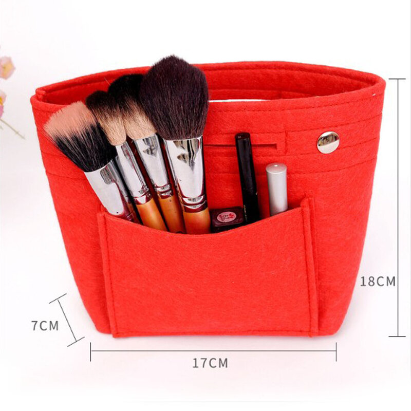 Felt Cosmetic Bag Case Portable Makeup Storage Organizer Purse For Women Girls Handbag Wash Toiletry Pouch Travel Accessories