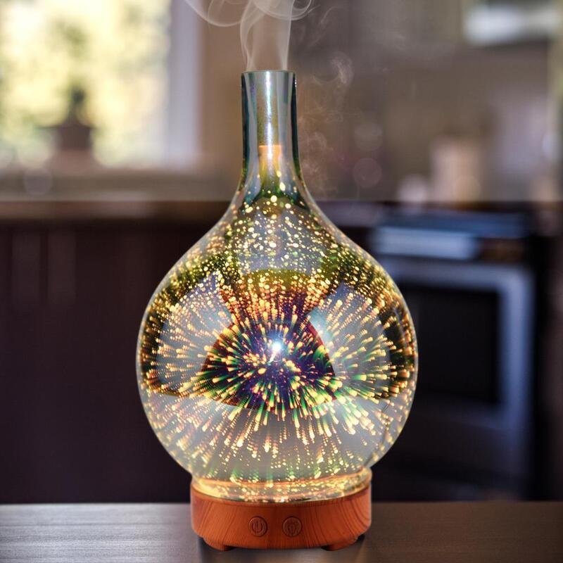 Elektryczny nawilżacz Stardust dyfuzor oleju szkło kolorowe wazon nawilżacz domu 3D Mini aromaterapia maszyna noc światło gorące