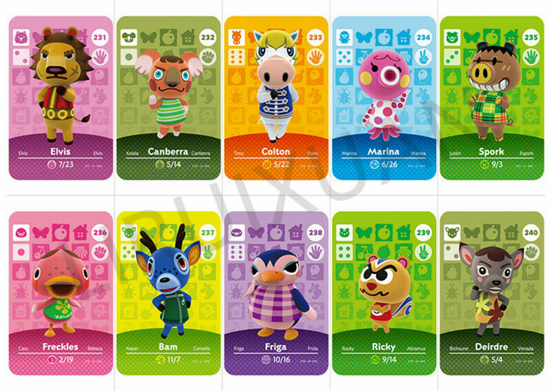 Étiquette de carte de jeu Animal Croxxing série 3 (211 – 240) ACNH NFC Villager, Lily Elvis Colton Marina Bam NS Switch WiiU, livraison gratuite