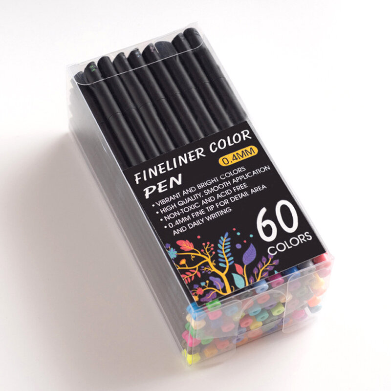 Stylo Fineliner à encre à base d'eau, 60 couleurs, 0.4mm, pour peinture, pour dessin, école et bureau