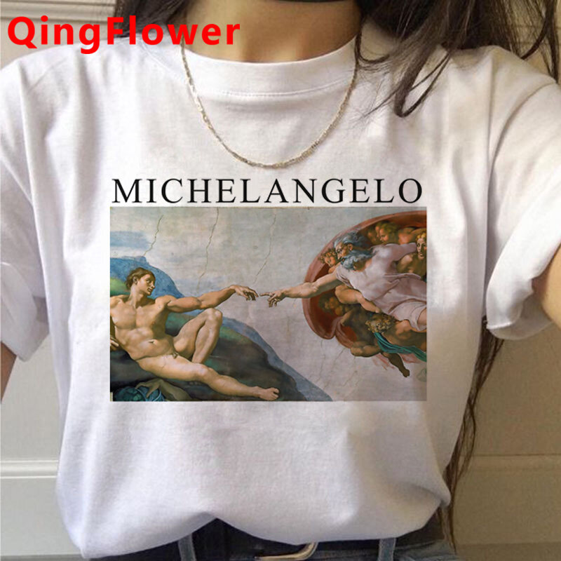 Michelangelo estetyczne t koszula ubrania kobiety kawaii para harajuku kawaii odzież dla par luźna koszulka letni top ulzzang