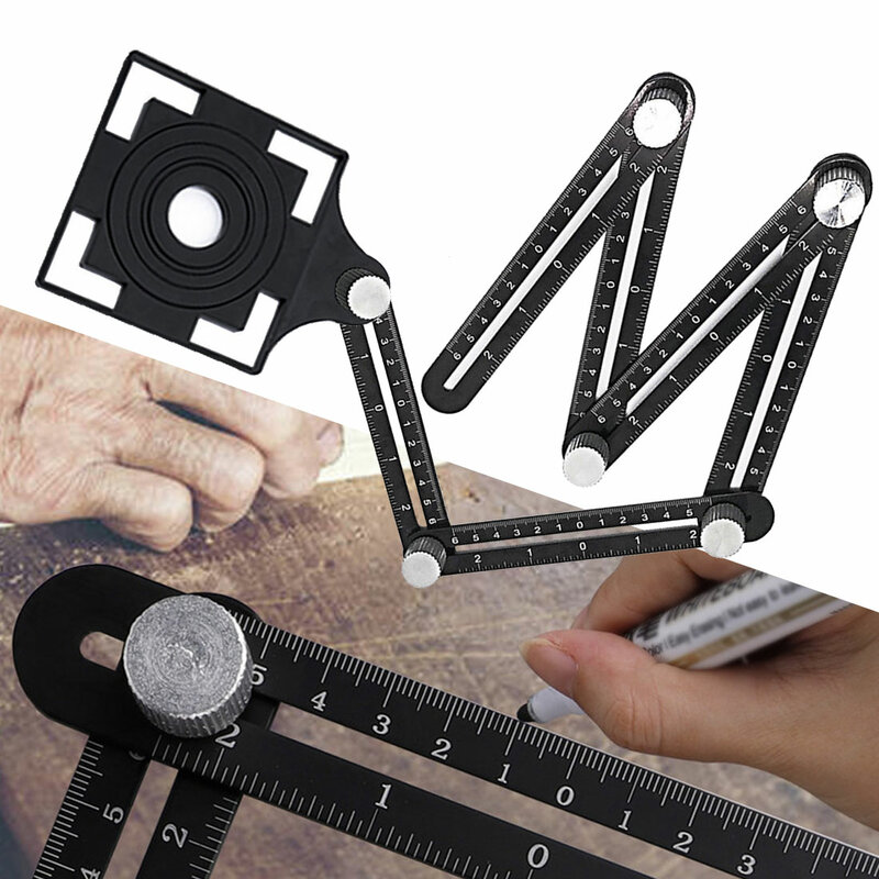 Righello di misurazione delle piastrelle strumento di misura multi-angolo per la costruzione di righello di posizionamento pieghevole in alluminio per piastrelle e legno