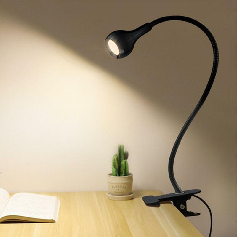 Luz LED de lectura Flexible con USB, Miniclip para escritorio, protección de iluminación, Ojo de estudio, lámpara de dormitorio para el hogar O8M2