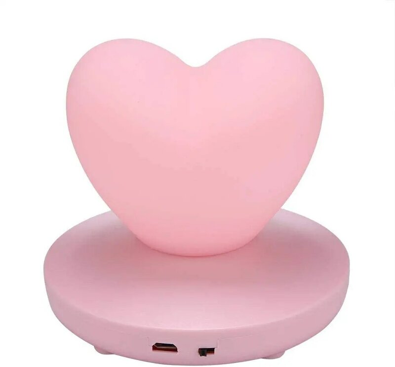 Heart-Shaped LED Night Light ซิลิโคนห้องนอนแสงบรรยากาศโคมไฟตารางเปลี่ยน Senor ควบคุม USB ชาร์จ