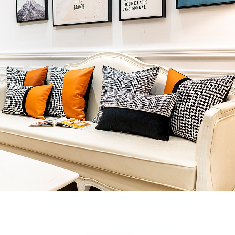 Moderne Eenvoudige Licht Luxe Sofa Kussen Kussen Ontwerp Splicing Rugleuning Taille Kussensloop Fall Decoraties Voor Huis Pompoen