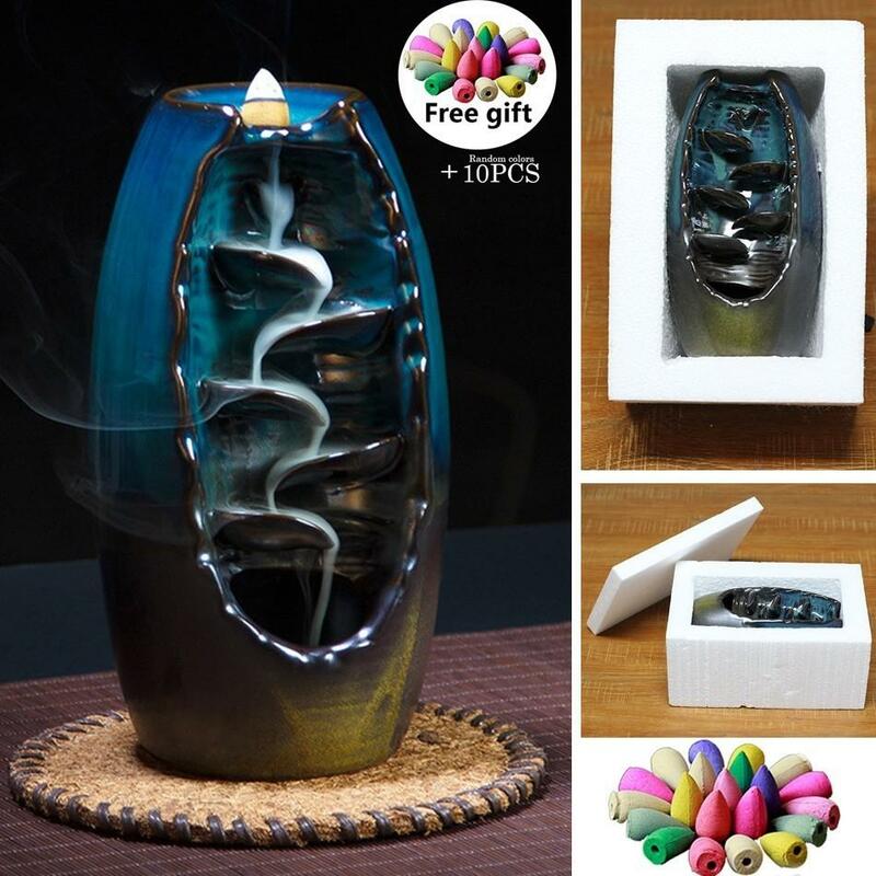 2021 Mountain River Handicraft Incense Holder Ceramic Backflow Waterfall Smoke Incense Burner Home Decor best Christmas gift