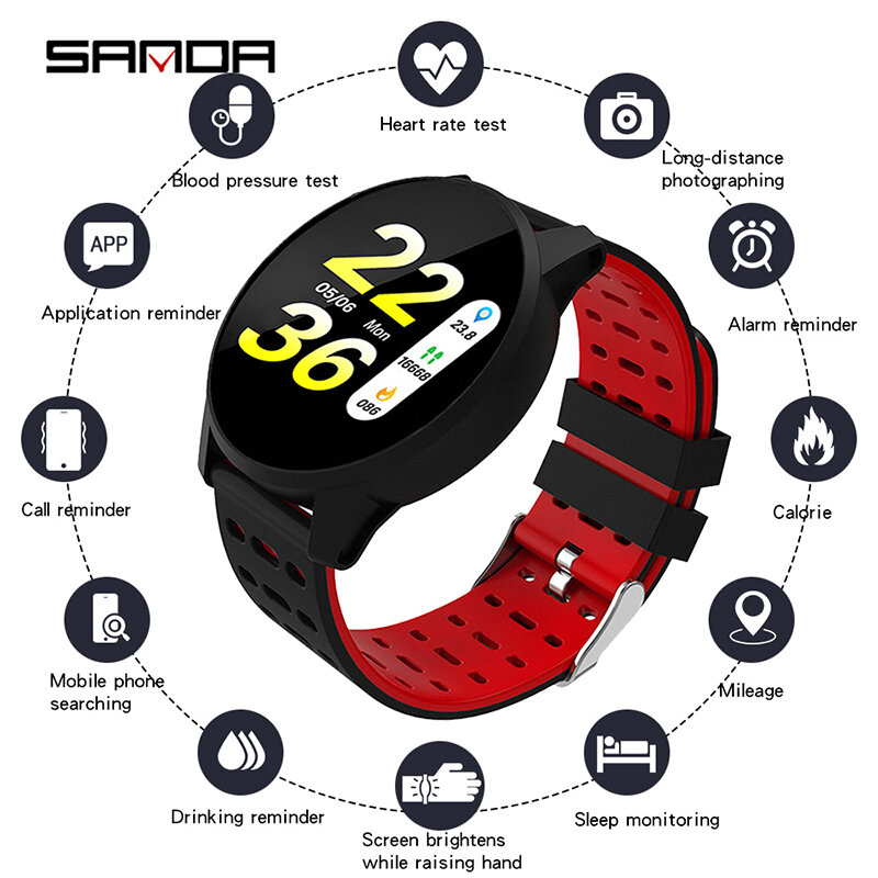 Sanda dos homens relógio inteligente mulher monitoramento de freqüência cardíaca saúde esportes relógio digital despertador bluetooth pulseira relogio masculino