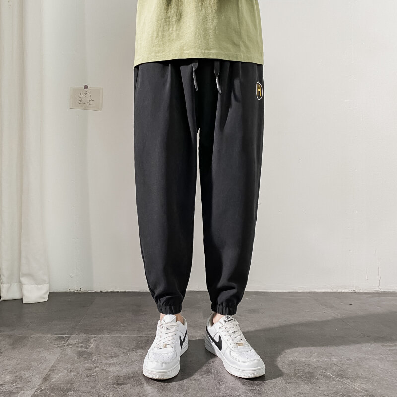 2021ใหม่สี่ฤดู Casual Cargo กางเกงชายเกาหลีกระเป๋าสตางค์ Letter พิมพ์กางเกง Chic แฟชั่น Streetwear หลวมกางเกงผู้ชาย