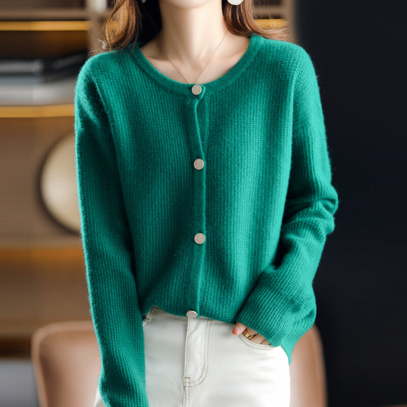 女性用ラウンドカラーの長袖セーター,春,秋,冬,韓国ファッション,2022コレクション