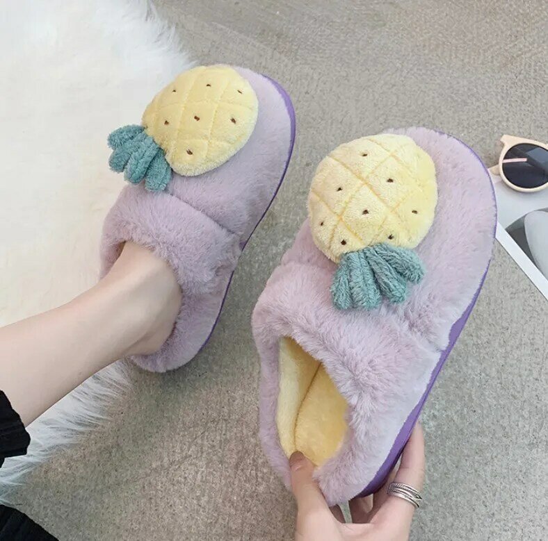2020 Korean Version Of The New Non-slip Half-pack With Cute Insects Warm Home Women's Slippers Cute Soft-soled Winter Slippers