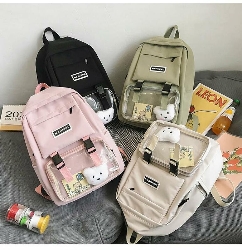 Adolescente para as meninas da escola mochila 2021 bagpack nova moda transparente bolsa estudantes bookbag bonito grande capacidade mochila